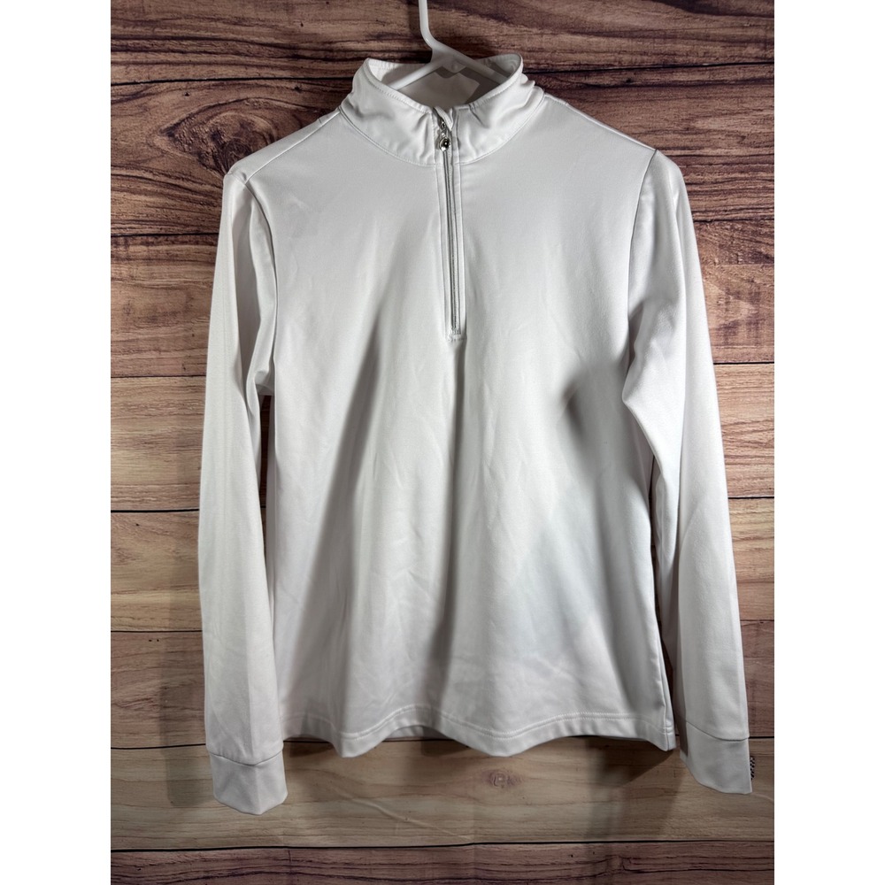 Zyia Active Womens White Quarter Zip Pullover Long Sleeve Athletic Top Size M